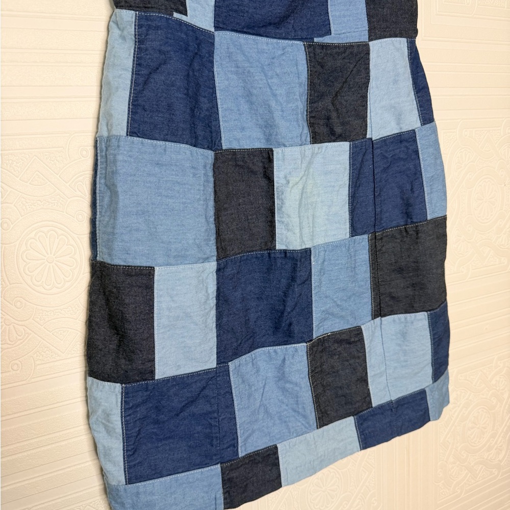 Amanda Uprichard Patchwork Strapless Denim Dress … - image 7